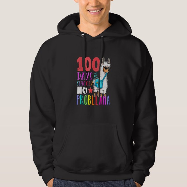 Moletom 100 Days Of School No Probllama Llama Happy 100th  (Frente)