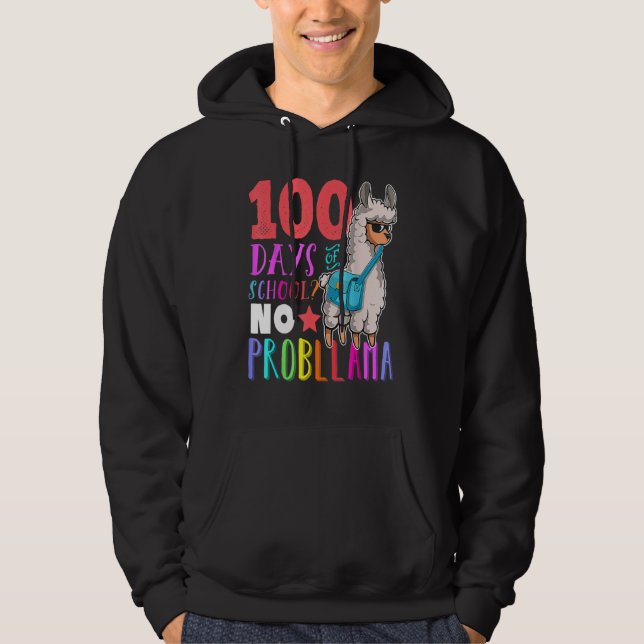 Moletom 100 Days of School No Probllama Llama Happy 100th  (Frente)