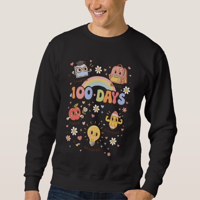 Moletom 100 Days of School Retro Groovy 100th Day of Schoo (Frente)