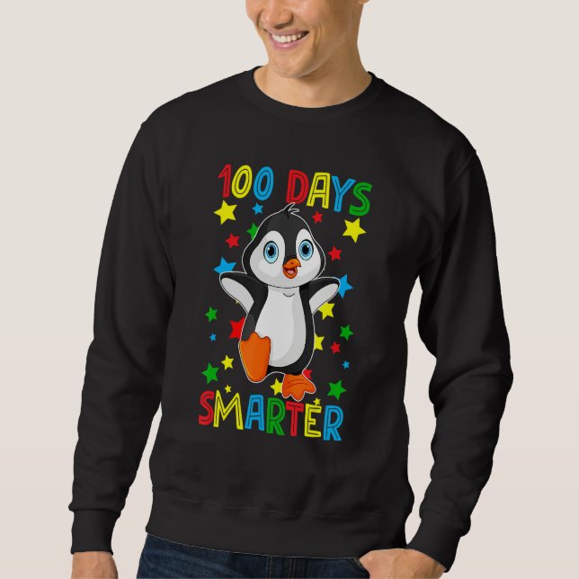 Moletom 100 Days Smarter 100th Day Of School Cute Penguins (Frente)