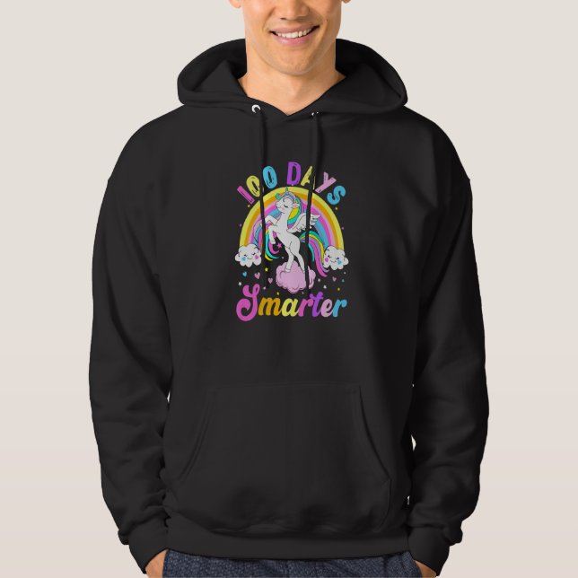 Moletom 100 Days Smarter 100th Day Of School Unicorn Rainb (Frente)