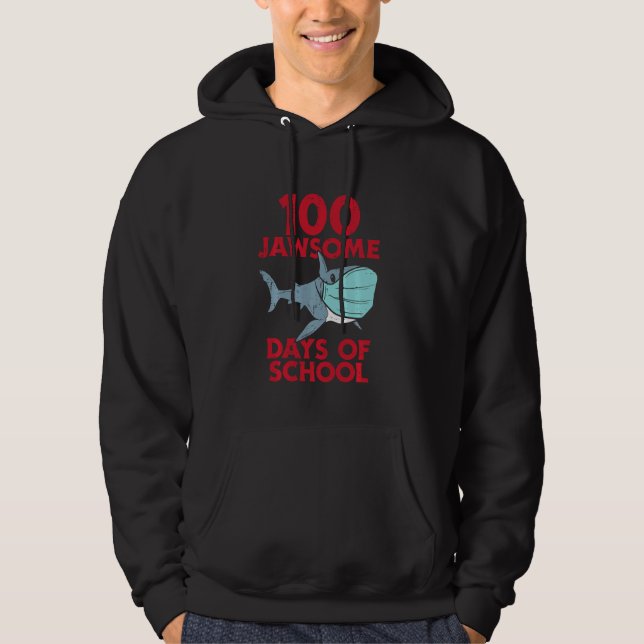 Moletom 100 Máscara de Tubarão Escolar de 100 Dias de Jaws (Frente)