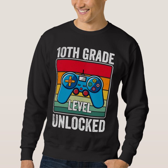 Moletom 10th Grade Level Unlocked Video Game Back to Schoo (Frente)