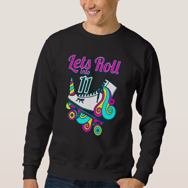Moletom 11 Birthday Outfit Unicorn Rolling Skate Lets (Frente)
