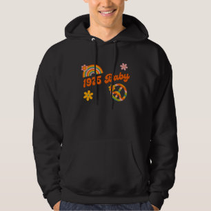 Moletom 1975 Bebê Flores Retro Sinal de Paz Groovy Hippie