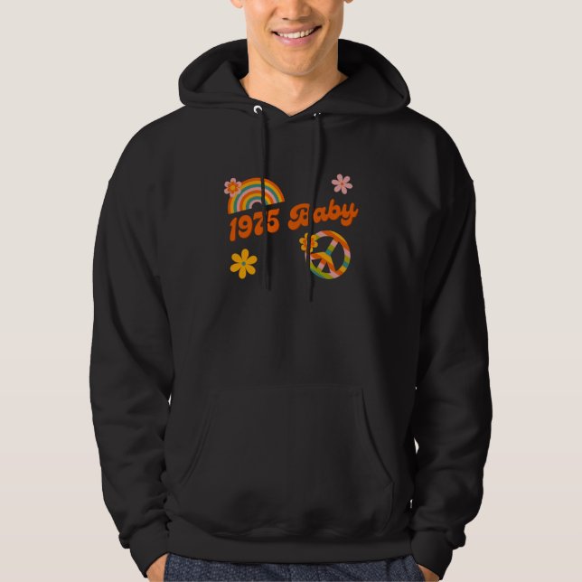 Moletom 1975 Bebê Flores Retro Sinal de Paz Groovy Hippie  (Frente)