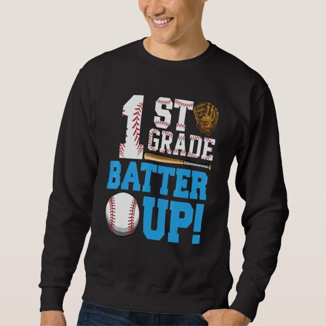 Moletom 1st Grade Back To School 1st Grade Batter Up Baseb (Frente)