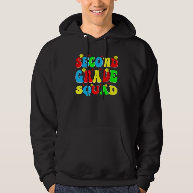 Moletom 2nd Second Grade Squad Retro Groovy Teacher Back T (Frente)