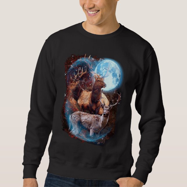 Moletom 3 Moon Deer  Animal  Reindeer Graphic (Frente)