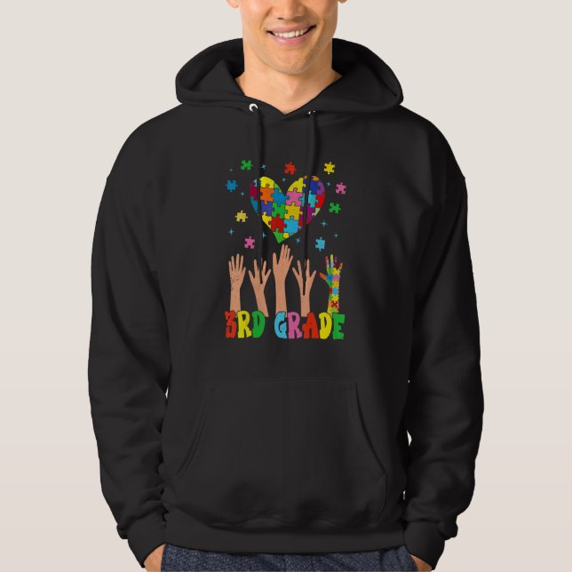 Moletom 3rd Grade Heart Autism Awareness Back To School (Frente)