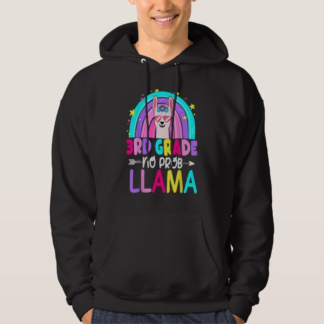 Moletom 3rd Grade No Prob Llama Rainbow Back To School Tea (Frente)