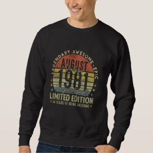 Moletom 44 Birthday Gifts Vintage Agosto De 1981 44 Anos O