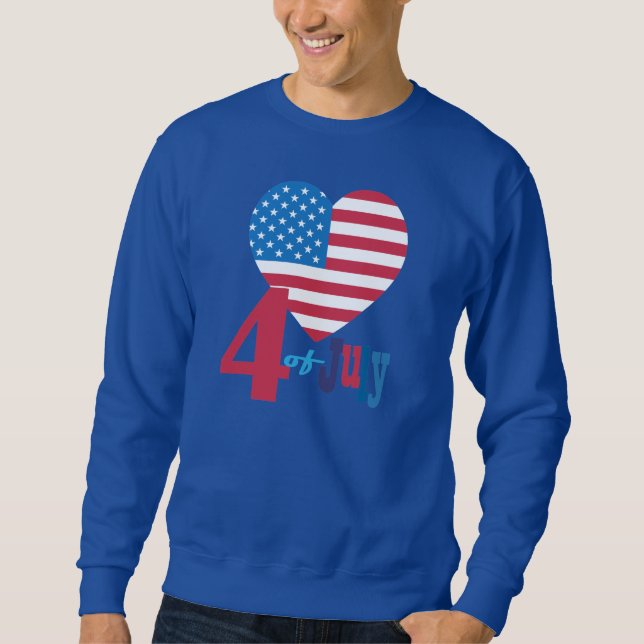 Moletom 4 de julho American Flag Heart Flag Fireworks (Frente)