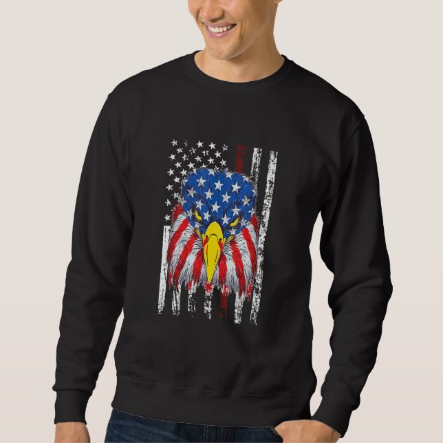 Moletom 4 De Julho Bandeira Dos EUA Águia Patriótica Ameri (Frente)