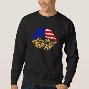 Moletom 4 de julho Lábios bandeira americana Leopard Patri