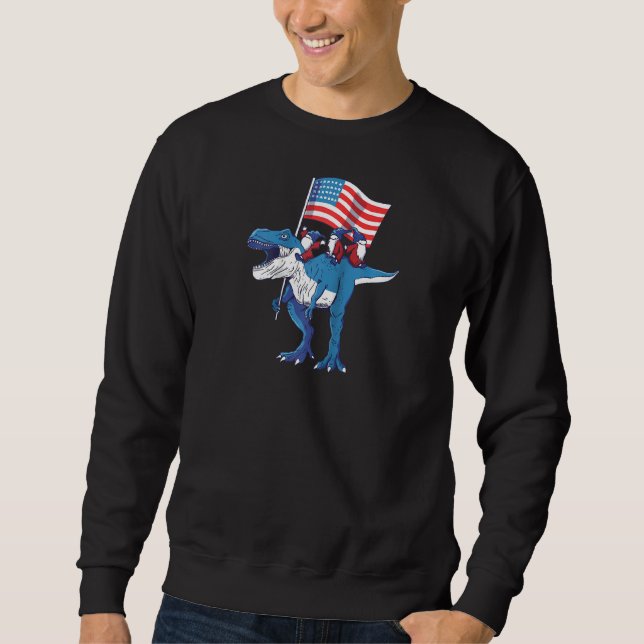 Moletom 4 De Julho T Rex Dinossaur Amerisaurus Gnomos Boys (Frente)