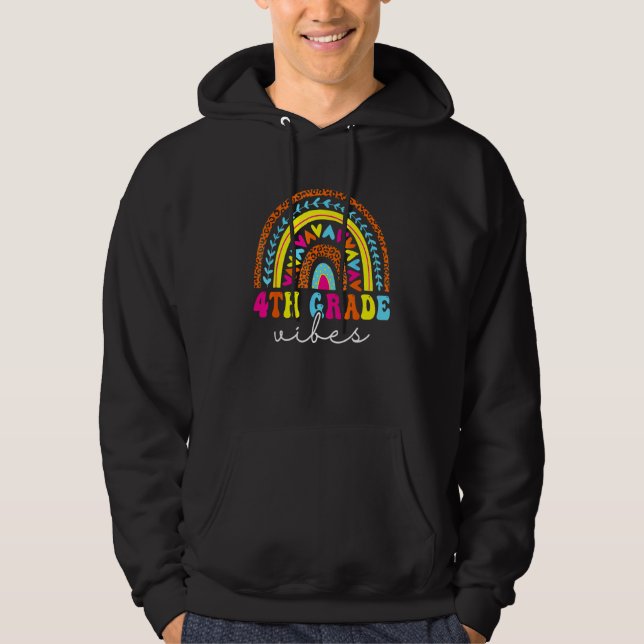 Moletom 4th Grade Vibes Back To School Rainbow Teachers Ki (Frente)