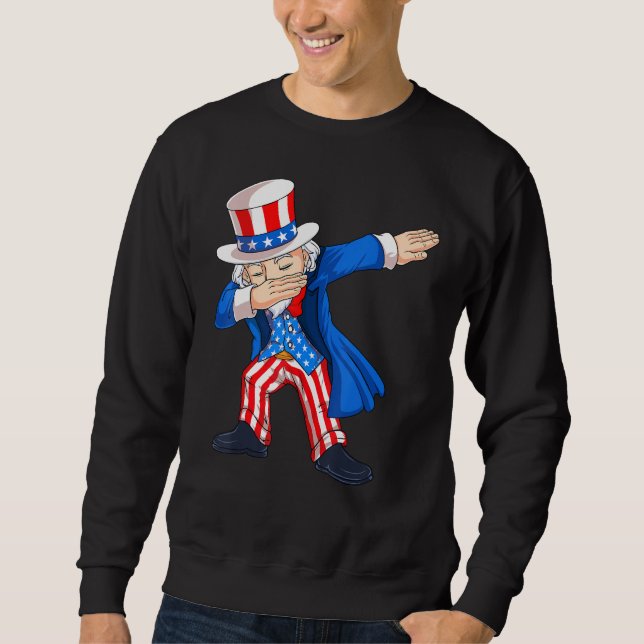 Moletom 4th Of July Dabbing Uncle Sam American Flag Kids B (Frente)