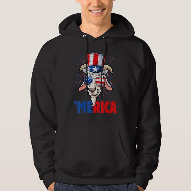 Moletom 4th of July  Goat Men Women USA Flag Goat (Frente)