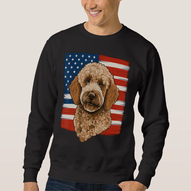 Moletom 4th Of July Goldendoodle on Patriotic American Gol (Frente)