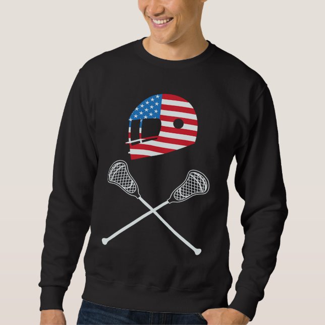 Moletom 4th Of July Lacrosse American Flag Patriotic (Frente)