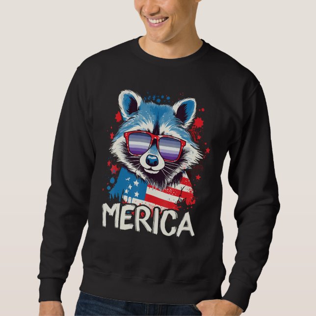 Moletom 4th Of July Merica  Raccoon Butch Lesbian Sunglass (Frente)