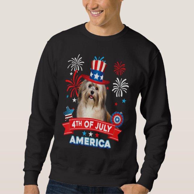 Moletom 4th Of July Patriotic Day Havanese Dog Independenc (Frente)