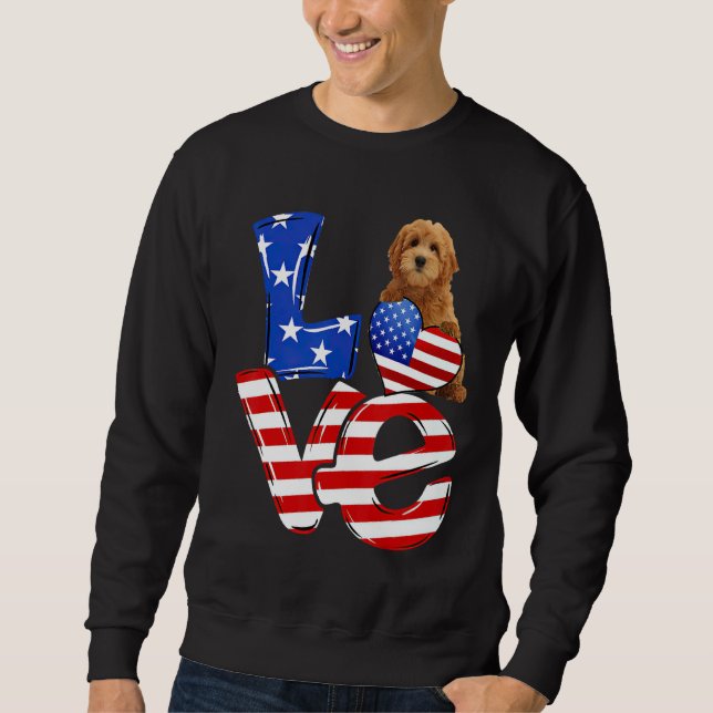 Moletom 4th Of July Patriotic Love Goldendoodle American F (Frente)