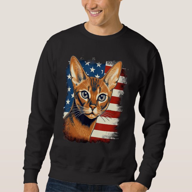 Moletom 4th Of July US Flag Abyssinian Cat 1 (Frente)