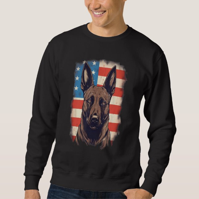 Moletom 4th Of July US Flag Belgian Malinois Dog (Frente)