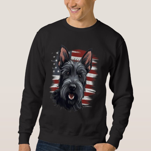 Moletom 4th Of July US Flag Scottish Terrier Dog (Frente)