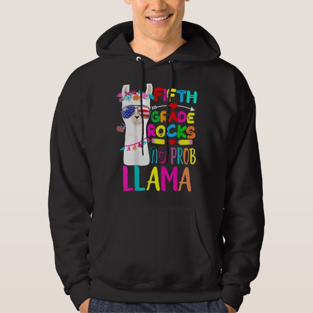Moletom 5 Grau Rocks No Prob Llama Teacher Back To Scho (Frente)