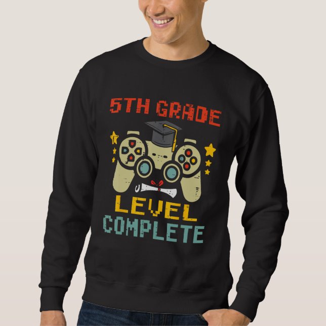 Moletom 5th Grade Level Complete Gamer First Grade Graduat (Frente)