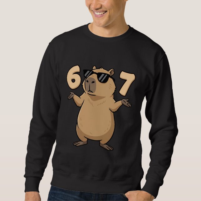 Moletom 67 Capybara Meme 6 7 Aesthetic for Kids Young Adul (Frente)