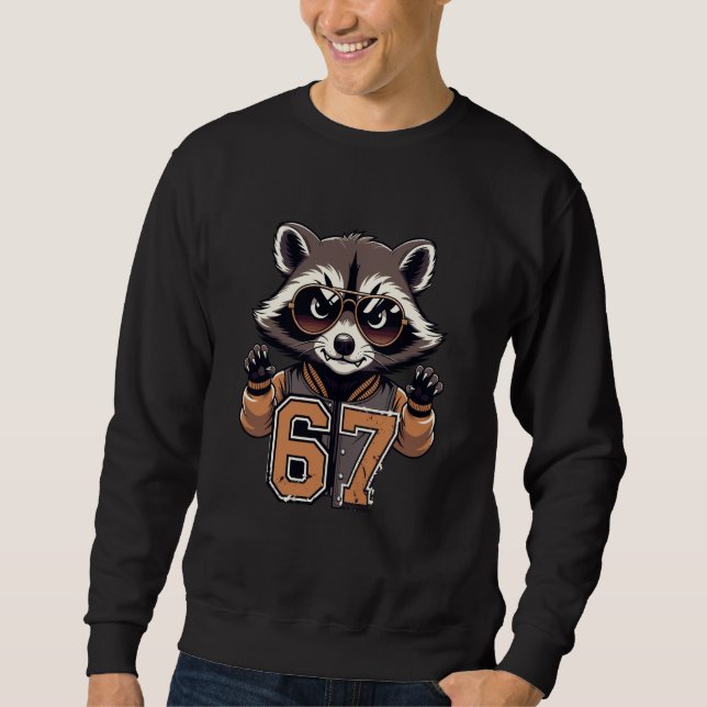 Moletom 67 Meme Raccoon Six Seven High School Varsity Lett (Frente)