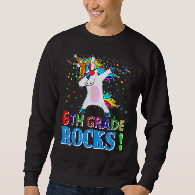 Moletom 6 Grade Rocks Dabbing Unicorn para 6º grau Te (Frente)