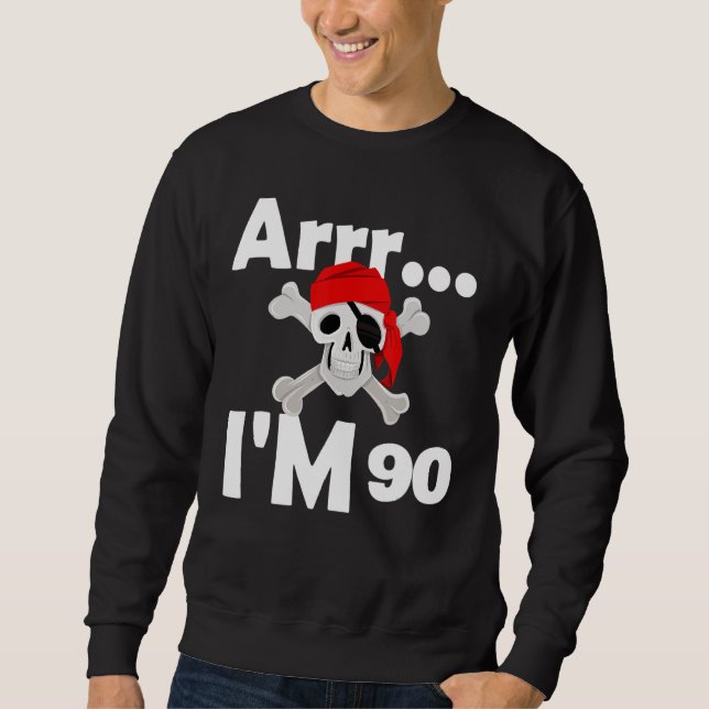 Moletom 90 Birthday Pirate Skull, 90 Anos De Idade (Frente)