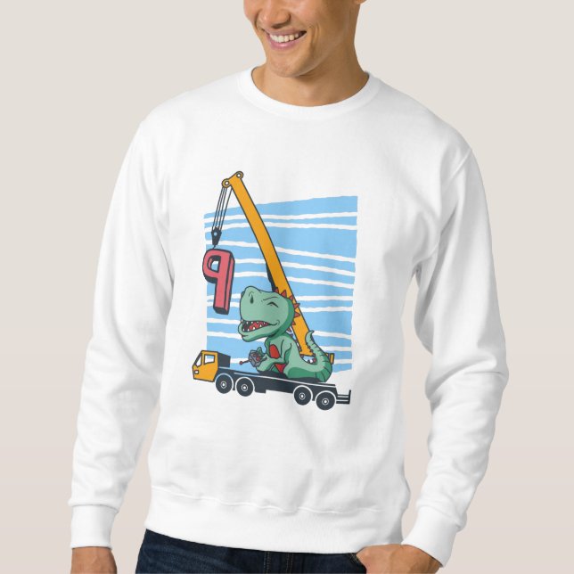 Moletom 9 years 9th Birthday Mobile Crane Dinosaur (Frente)