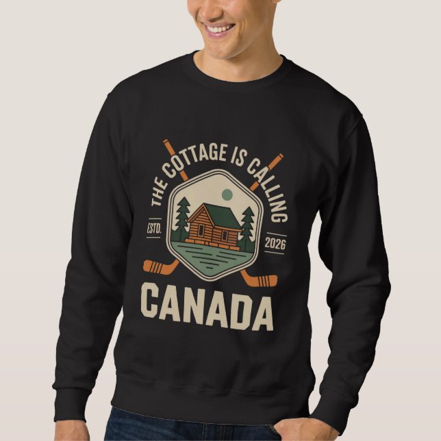 Moletom A Cabana Está Chamando Canadá Amante Divertido Val (Frente)
