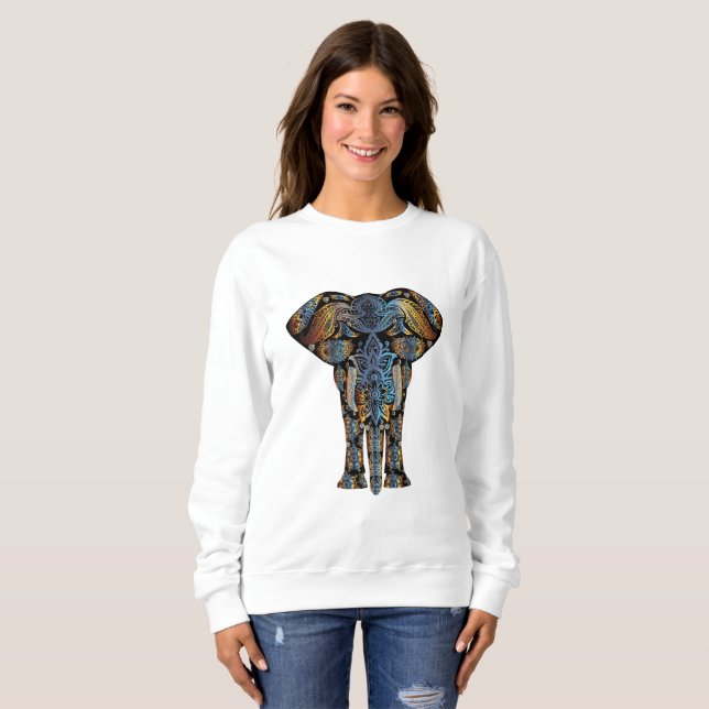 Moletom A camisola das mulheres astecas do elefante (Frente Completa)