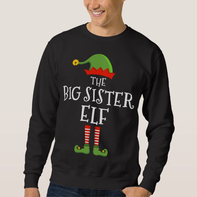 Moletom A irmã mais velha elf engraçado de natal combinand (Frente)