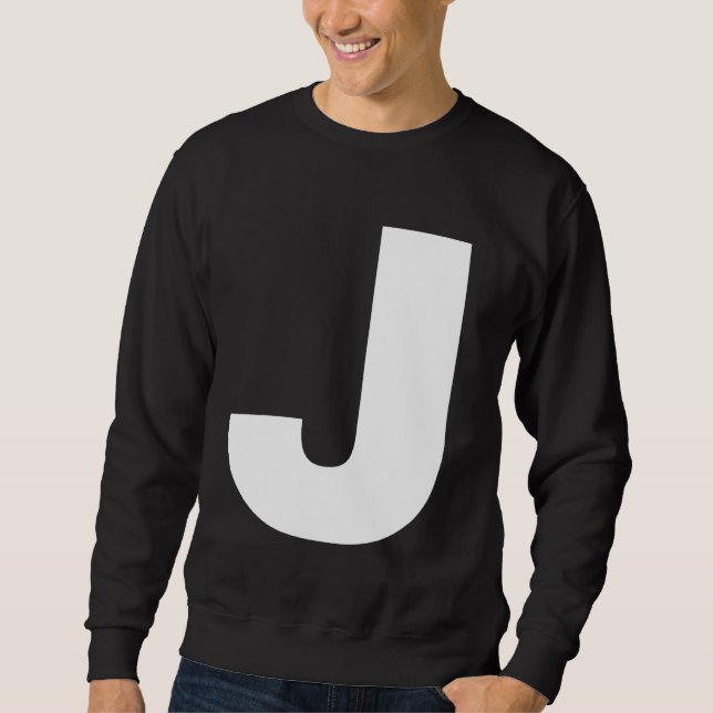 Moletom A letra J maiúscula, branco simples, em negrito (Frente)