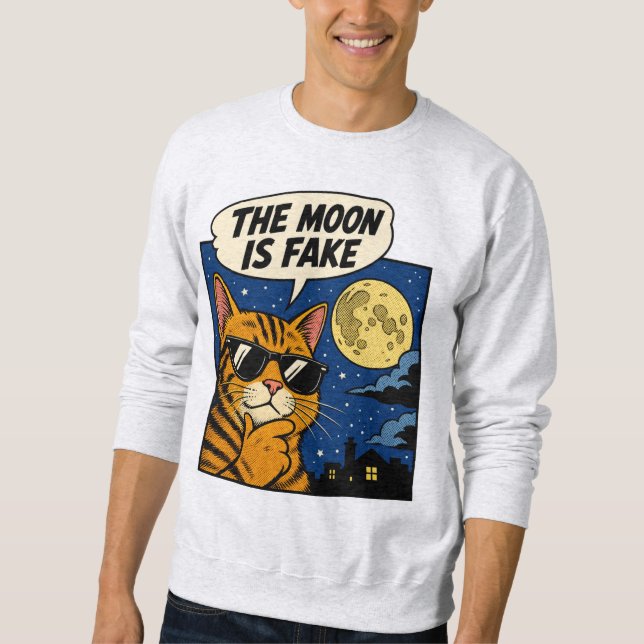 Moletom A Lua é Falsa - Gato Conspiração (Frente)