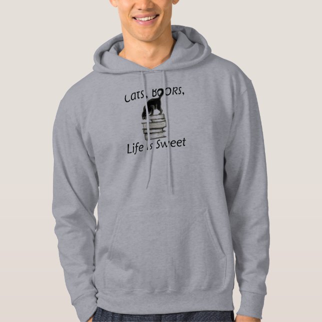 Moletom A vida dos livros dos gatos é camisola doce (Frente)