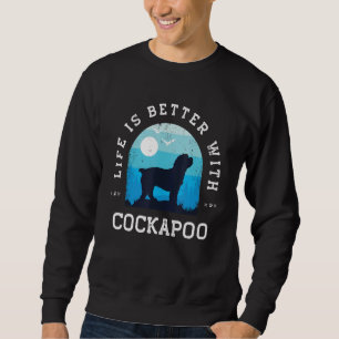 Moletom A Vida é Melhor Cockapoo Azul Vintage Mãe Pai Cach