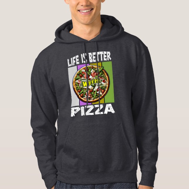 Moletom a vida é melhor com pizza (Frente)