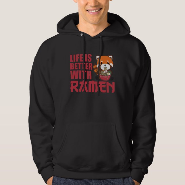Moletom A vida é melhor com Ramen Red Panda come Ramen (Frente)