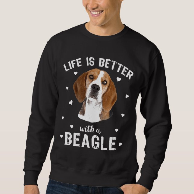 Moletom A Vida É Melhor Com Um Cão De Beagle (Frente)