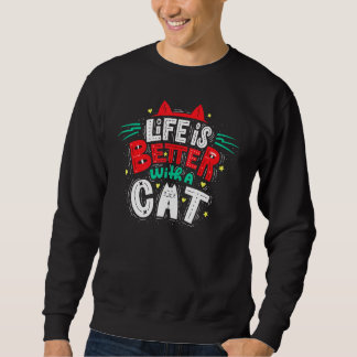 Moletom A Vida É Melhor Com Um Gato - Orelos De Gato E Gri
