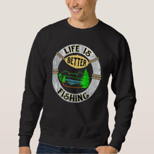 Moletom A Vida É Melhor No Lago Engraçado Camping Fish T